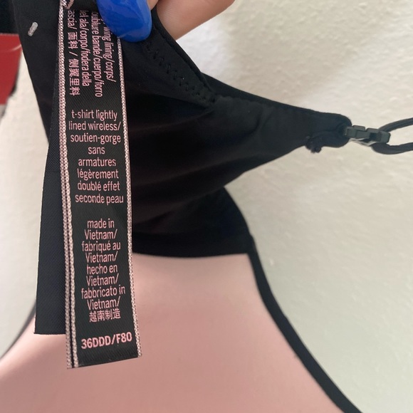 Victoria Secret black t-shirt lightly lined wireless bra size 36DDD - Picture 4 of 4